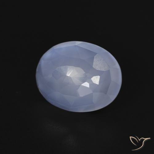 2.75 ct Blue Chalcedony Stone, Natural Chalcedony in Oval Buff-Top Shape for Sale