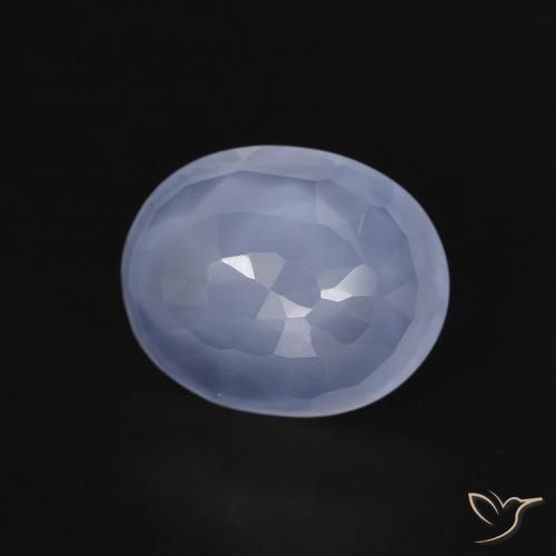 3.11 ct Blue Chalcedony Stone, Natural Chalcedony in Oval Buff-Top Shape for Sale