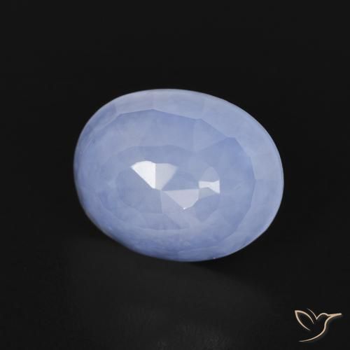 2.66 ct Blue Chalcedony Stone, Natural Chalcedony in Oval Buff-Top Shape for Sale