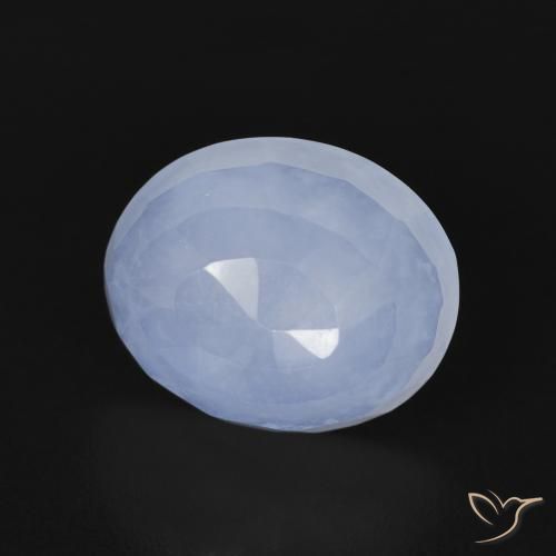 3.37 ct Blue Chalcedony Stone, Natural Chalcedony in Oval Buff-Top Shape for Sale