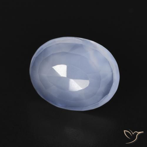 2.40 ct Blue Chalcedony Stone, Natural Chalcedony in Oval Buff-Top Shape for Sale