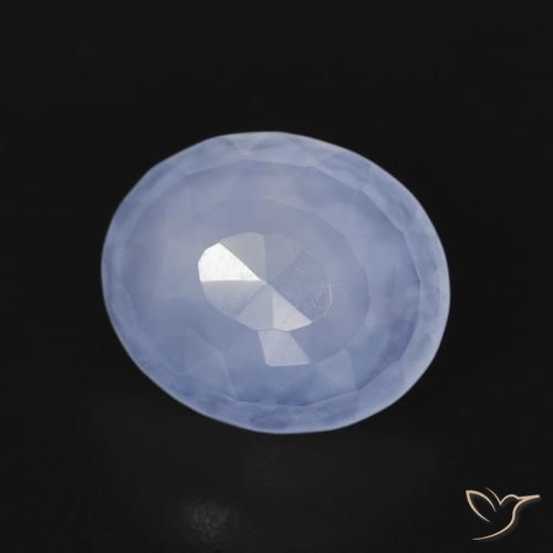3.14 ct Blue Chalcedony Stone, Natural Chalcedony in Oval Buff-Top Shape for Sale