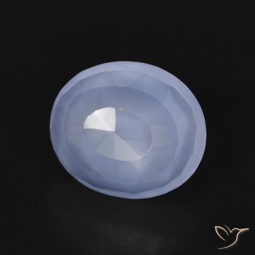 3.03 ct Blue Chalcedony Stone, Natural Chalcedony in Oval Buff-Top Shape for Sale