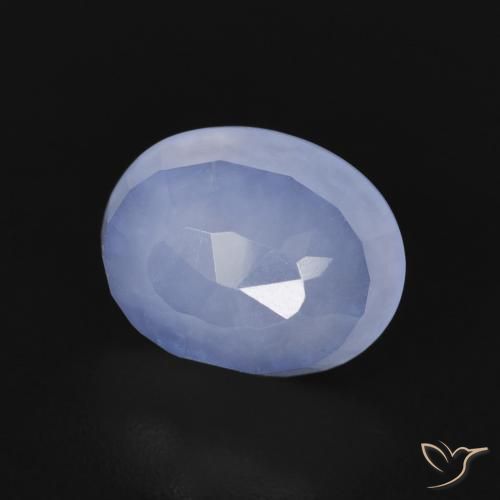 2.61 ct Blue Chalcedony Stone, Natural Chalcedony in Oval Buff-Top Shape for Sale