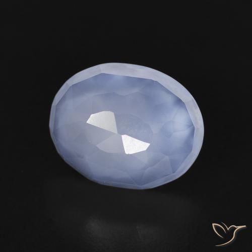 2.57 ct Blue Chalcedony Stone, Natural Chalcedony in Oval Buff-Top Shape for Sale