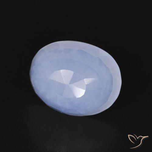 2.70 ct Blue Chalcedony Stone, Natural Chalcedony in Oval Buff-Top Shape for Sale
