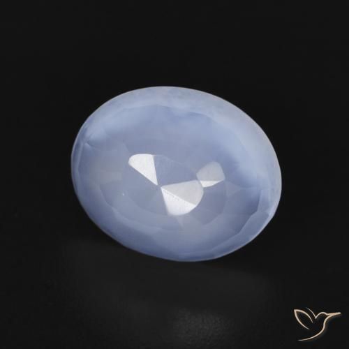 2.50 ct Blue Chalcedony Stone, Natural Chalcedony in Oval Buff-Top Shape for Sale
