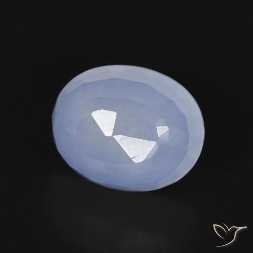 2.77 ct Blue Chalcedony Stone, Natural Chalcedony in Oval Buff-Top Shape for Sale