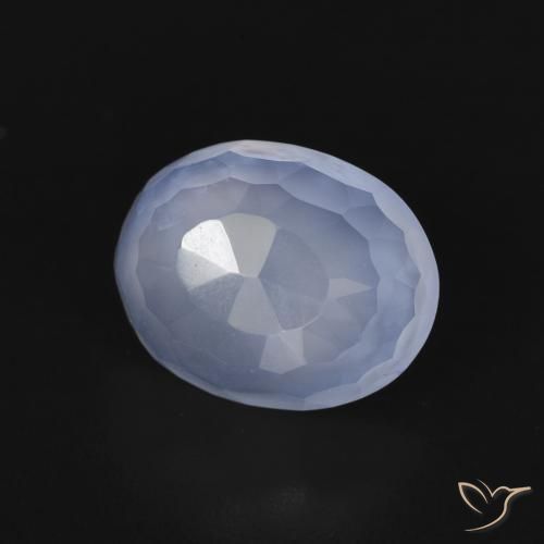 2.63 ct Blue Chalcedony Stone, Natural Chalcedony in Oval Buff-Top Shape for Sale
