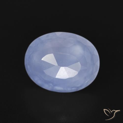 2.76 ct Blue Chalcedony Stone, Natural Chalcedony in Oval Buff-Top Shape for Sale