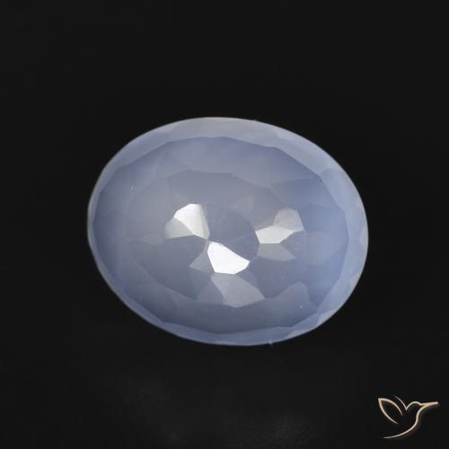 2.73 ct Blue Chalcedony Stone, Natural Chalcedony in Oval Buff-Top Shape for Sale