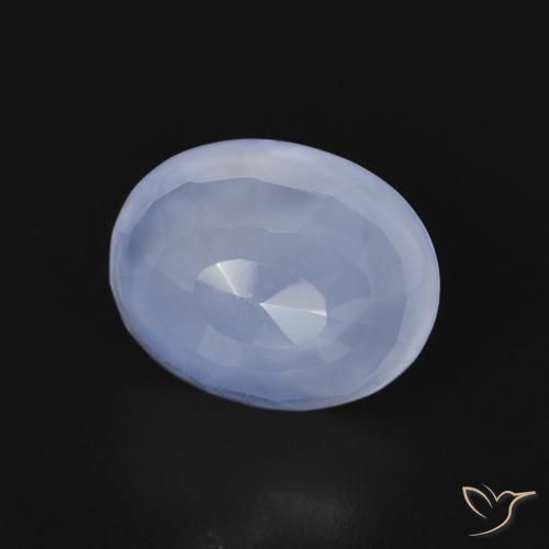 2.73 ct Blue Chalcedony Stone, Natural Chalcedony in Oval Buff-Top Shape for Sale