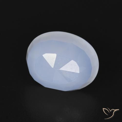 2.83 ct Blue Chalcedony Stone, Natural Chalcedony in Oval Buff-Top Shape for Sale