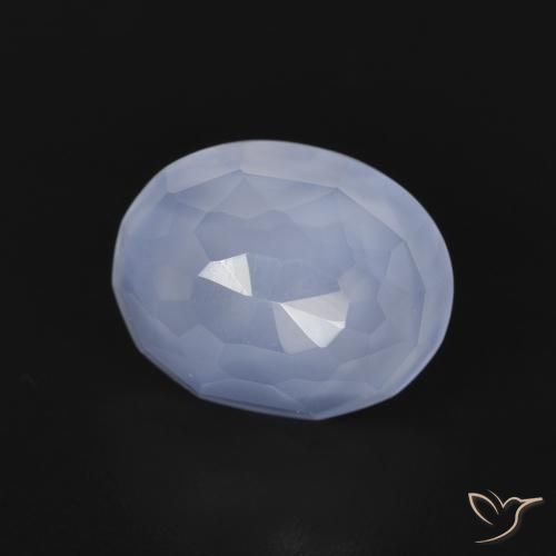 2.90 ct Blue Chalcedony Stone, Natural Chalcedony in Oval Buff-Top Shape for Sale