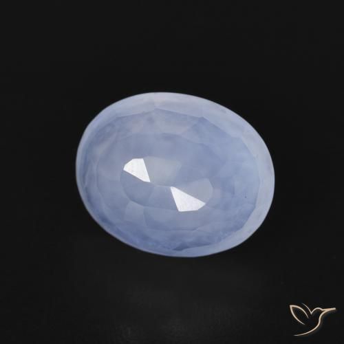 2.70 ct Blue Chalcedony Stone, Natural Chalcedony in Oval Buff-Top Shape for Sale