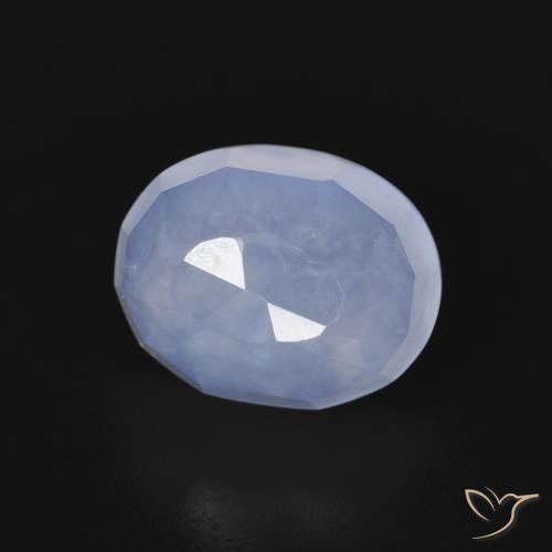 2.96 ct Blue Chalcedony Stone, Natural Chalcedony in Oval Buff-Top Shape for Sale