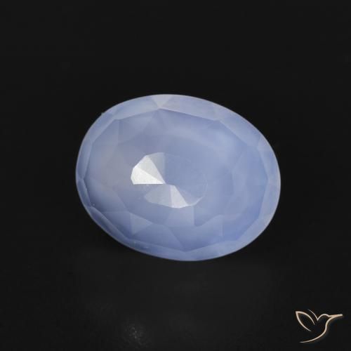 2.83 ct Blue Chalcedony Stone, Natural Chalcedony in Oval Buff-Top Shape for Sale