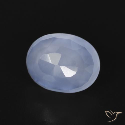 2.68 ct Blue Chalcedony Stone, Natural Chalcedony in Oval Buff-Top Shape for Sale