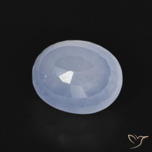 2.82 ct Blue Chalcedony Stone, Natural Chalcedony in Oval Buff-Top Shape for Sale