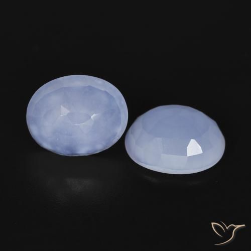 4.89 ctw Blue Chalcedony Stones, Natural Chalcedony in Oval Buff-Top Shape for Sale