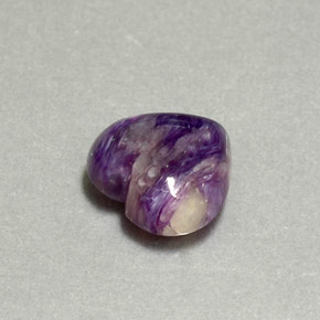 4.46 ct Violet Charoite Stone, Natural Charoite in Heart Cabochon Shape for Sale