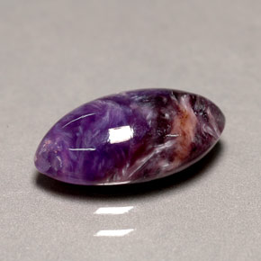 2.58 ct Violet Charoite Gemstone, Charoite Gem in Marquise Cabochon Shape for Sale.