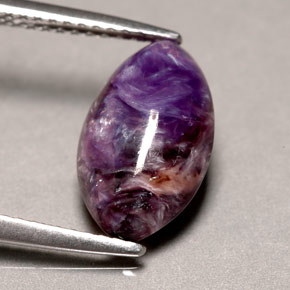 2.58 ct Violet Charoite Stone, Natural Charoite in Marquise Cabochon Shape for Sale