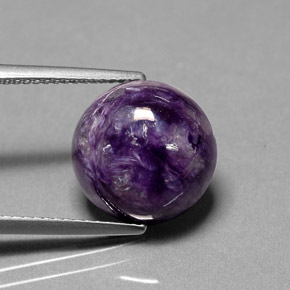 6.75 ct Violet Charoite Gemstone, Charoite Gem in Round Cabochon Shape for Sale.