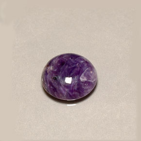 5.04 ct Violet Charoite Gemstone, Charoite Gem in Round Cabochon Shape for Sale.