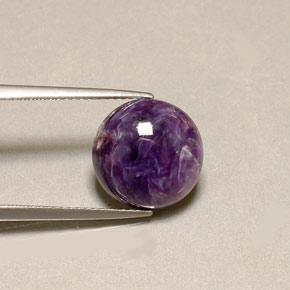 5.04 ct Violet Charoite Stone, Natural Charoite in Round Cabochon Shape for Sale