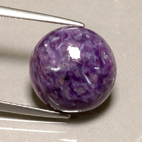 5.29 ct Violet Charoite Stone, Natural Charoite in Round Cabochon Shape for Sale