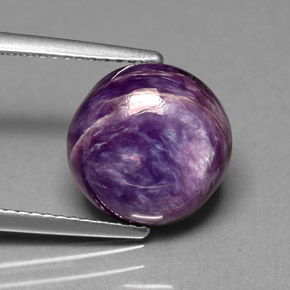 5.47 ct Violet Charoite Gemstone, Charoite Gem in Round Cabochon Shape for Sale.