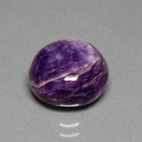 5.47 ct Violet Charoite Stone, Natural Charoite in Round Cabochon Shape for Sale