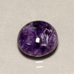 4.21 ct Violet Charoite Gemstone, Charoite Gem in Round Cabochon Shape for Sale.