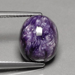 5.68 ct Violet Charoite Stone, Natural Charoite in Oval Cabochon Shape for Sale
