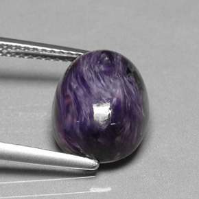 4.98 ct Violet Charoite Stone, Natural Charoite in Oval Cabochon Shape for Sale