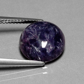 4.70 ct Violet Charoite Stone, Natural Charoite in Round Cabochon Shape for Sale