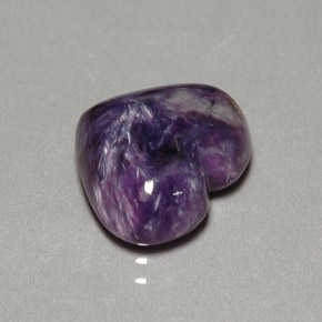 4.91 ct Violet Charoite Stone, Natural Charoite in Heart Cabochon Shape for Sale
