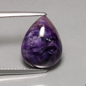 7.30 ct Violet Charoite Stone, Natural Charoite in Pear Cabochon Shape for Sale