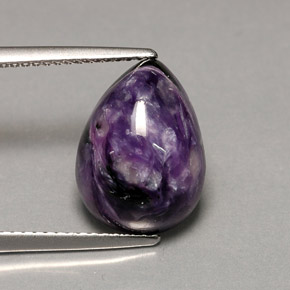 5.63 ct Violet Charoite Stone, Natural Charoite in Pear Cabochon Shape for Sale
