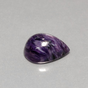 3.61 ct Violet Charoite Gemstone, Charoite Gem in Pear Cabochon Shape for Sale.