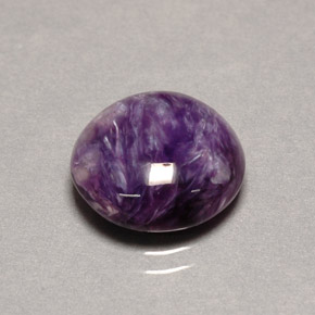5.41 ct Violet Charoite Gemstone, Charoite Gem in Round Cabochon Shape for Sale.