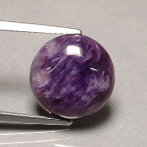 5.41 ct Violet Charoite Stone, Natural Charoite in Round Cabochon Shape for Sale