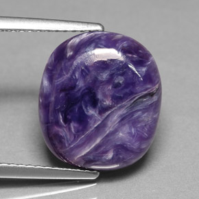 5.33 ct Violet Charoite Gemstone, Charoite Gem in Oval Cabochon Shape for Sale.