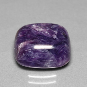 8.03 ct Violet Charoite Stone, Natural Charoite in Cushion Cabochon Shape for Sale