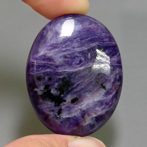 54.26 ct Violet Charoite Gemstone, Charoite Gem in Oval Cabochon Shape for Sale.