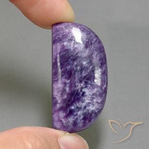 29.93 ct Violet Charoite Stone, Natural Charoite in Half Moon Cabochon Shape for Sale