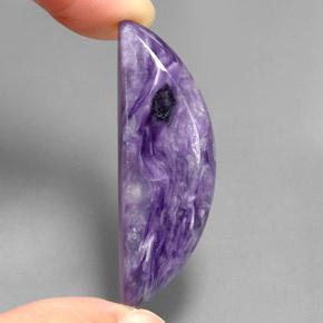27.88 ct Violet Charoite Gemstone, Charoite Gem in Half Moon Cabochon Shape for Sale.