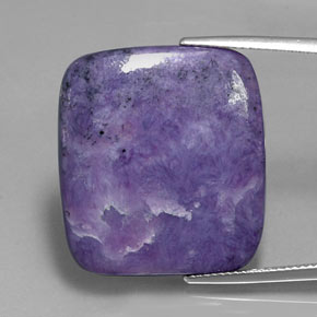 27.69 ct Violet Charoite Gemstone, Charoite Gem in Cushion Cabochon Shape for Sale.