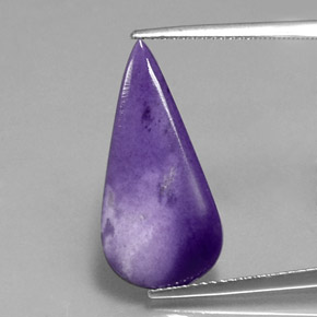 5.81 ct Violet Charoite Gemstone, Charoite Gem in Pear Cabochon Shape for Sale.